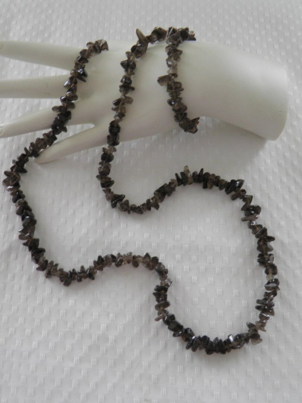 Smoky Quartz Chip Necklace 36" Long